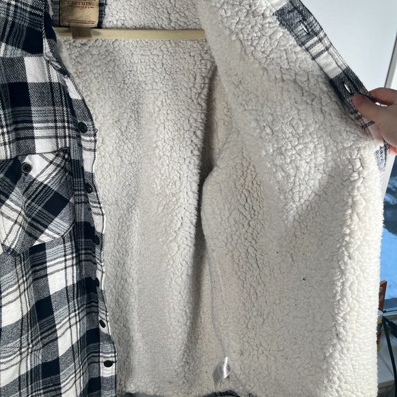 Telluride 100% Cotton Fleece Lined Flannel Button Up Jacket Mens Sz XL BLK/WHITE - Picture 8 of 13